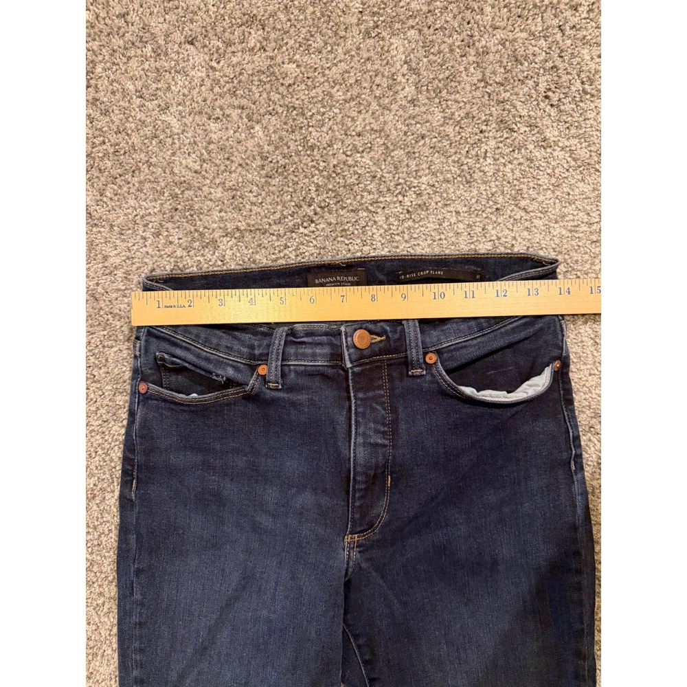 Banana Republic Jeans Women 27 Blue Mid-Rise Crop Flare Premium Denim Stretch - Picture 6 of 10